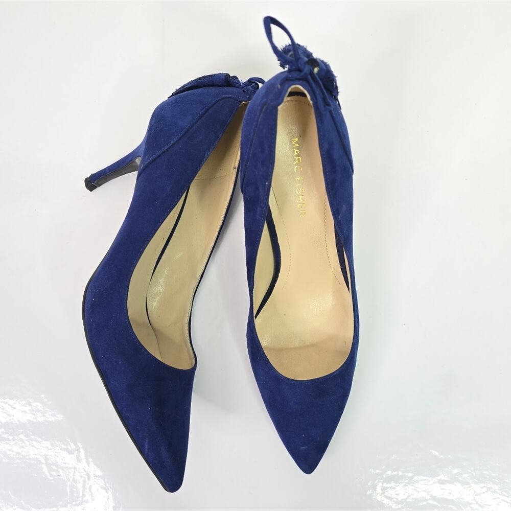 Marc Fisher Blue Suede Pointed Top Heels
